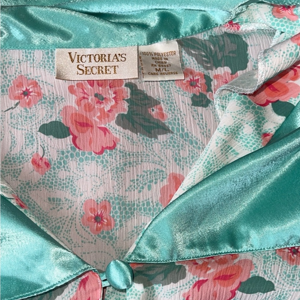Victoria's Secret Vintage Gold Label Floral Satin Robe